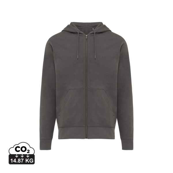 Iqoniq Abisko Zip-Kapuzenpullover aus recycelter Baumwolle, ungefärbtes blau
