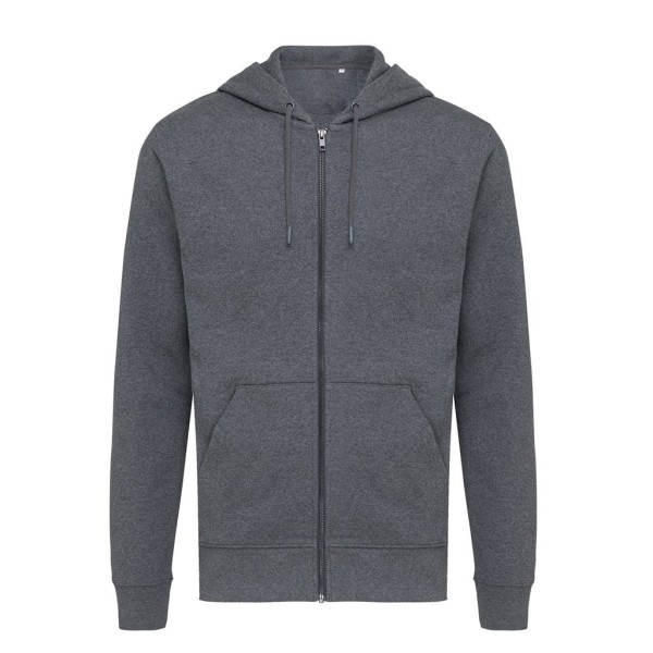 Iqoniq Abisko Zip-Kapuzenpullover aus recycelter Baumwolle, ungefärbtes blau
