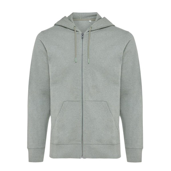 Iqoniq Abisko Zip-Kapuzenpullover aus recycelter Baumwolle, ungefärbtes blau