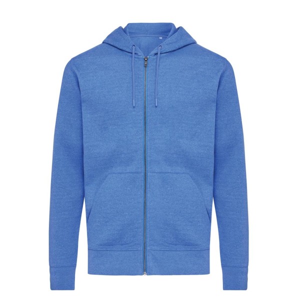 Iqoniq Abisko Zip-Kapuzenpullover aus recycelter Baumwolle, ungefärbtes blau