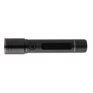 Gear X Taschenlampe aus RCS recycelt. Aluminium mit USB-Akku, schwarz - Reklamnepredmety