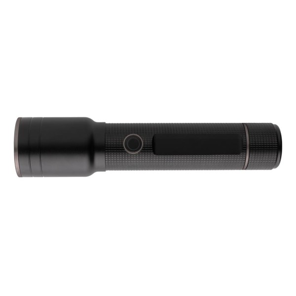Heavy-Duty USB-Taschenlampe aus RCS recyceltem Aluminium, schwarz