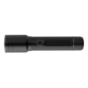 Heavy-Duty USB-Taschenlampe aus RCS recyceltem Aluminium, schwarz - Reklamnepredmety