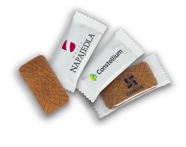 Karamellisierter Keks in Werbeverpackung