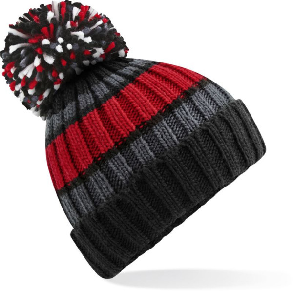 Strickmütze mit Hygge-Streifen