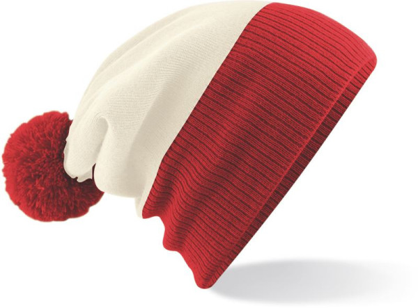 2-farbige Strickmütze mit Bommel