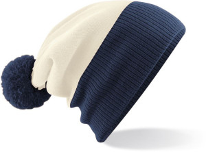 2-farbige Strickmütze mit Bommel - Reklamnepredmety