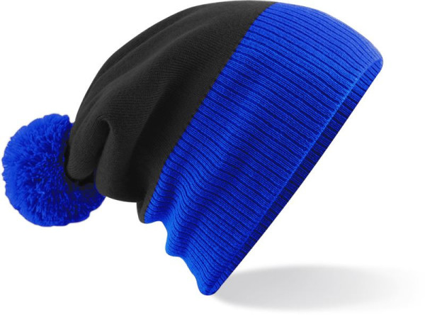 2-farbige Strickmütze mit Bommel
