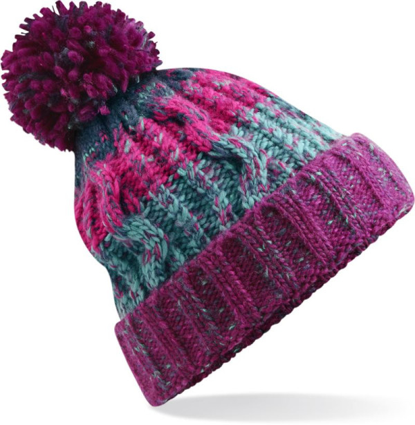 Gestrickte Mütze mit Korkenzieherbommel