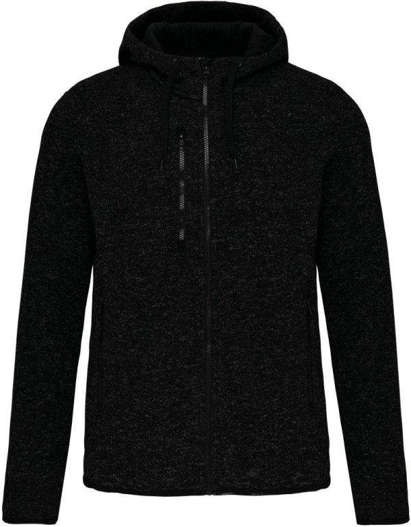 Melange Kariban ProAct Herren-Strickfleecejacke mit Kapuze