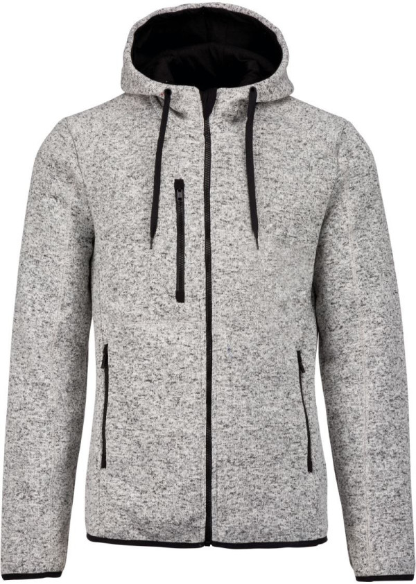Melange Kariban ProAct Herren-Strickfleecejacke mit Kapuze