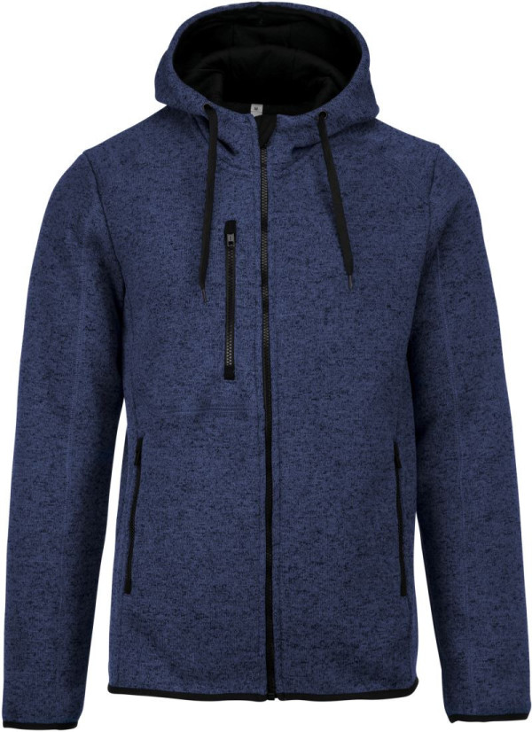 Melange Kariban ProAct Herren-Strickfleecejacke mit Kapuze