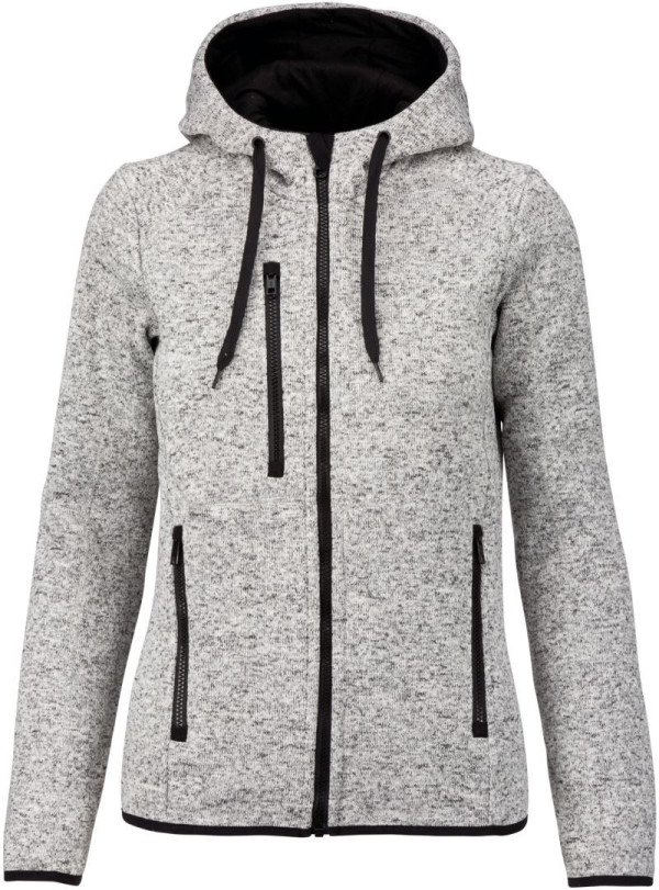 Melange Kariban ProAct Damen-Strickfleecejacke mit Kapuze