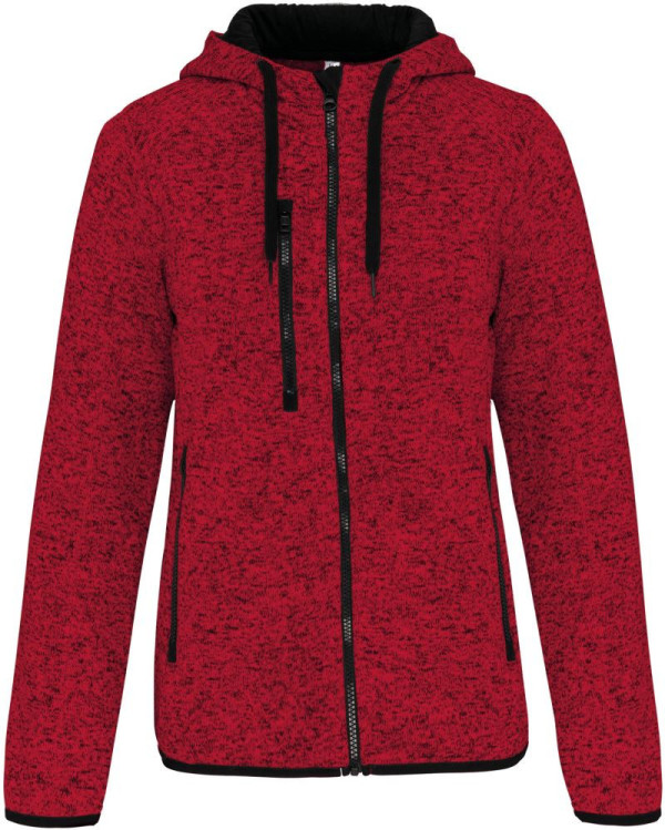 Melange Kariban ProAct Damen-Strickfleecejacke mit Kapuze