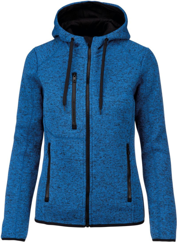 Melange Kariban ProAct Damen-Strickfleecejacke mit Kapuze