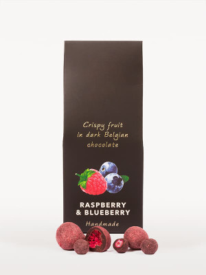 Himbeere und Heidelbeere in dunkler Schokolade 80 g - Reklamnepredmety