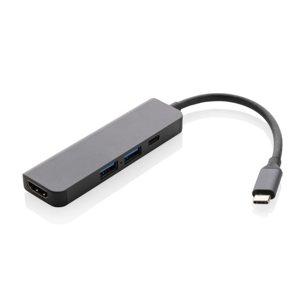 Terra Hub aus RCS recyceltem Aluminium mit HDMI-Input, grau