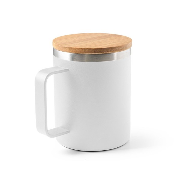 LAUDA. Becher aus 90 % recyceltem Edelstahl mit Bambusdeckel