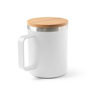 LAUDA. Becher aus 90 % recyceltem Edelstahl mit Bambusdeckel - Reklamnepredmety