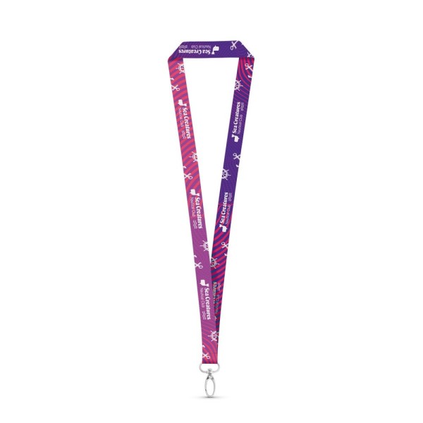 MANILA. Lanyard aus Polyester-Sublimation mit Karabiner