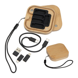 Kabel- und Adapterset in einer Bambusbox - Reklamnepredmety