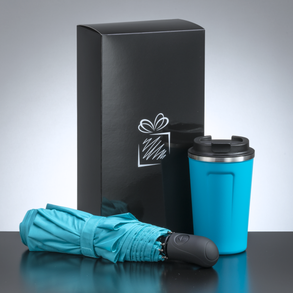 REISE-SET: THERMO-BECHER NORDIC 350 ML & VOLLAUTOMATISCHER REGENSCHIRM