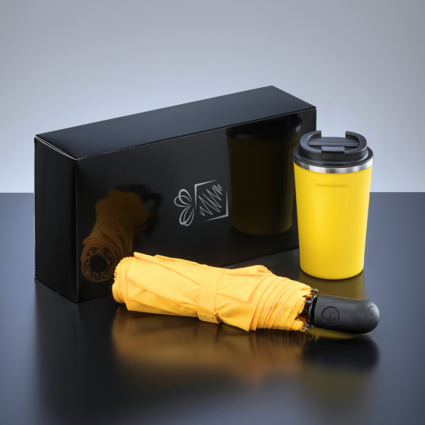 REISE-SET: THERMO-BECHER NORDIC 350 ML & VOLLAUTOMATISCHER REGENSCHIRM