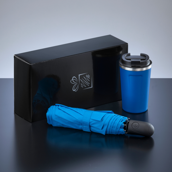 REISE-SET: THERMO-BECHER NORDIC 350 ML & VOLLAUTOMATISCHER REGENSCHIRM