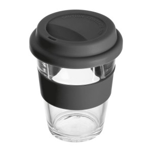 Glasbecher mit Silikonhülle und Deckel - Reklamnepredmety