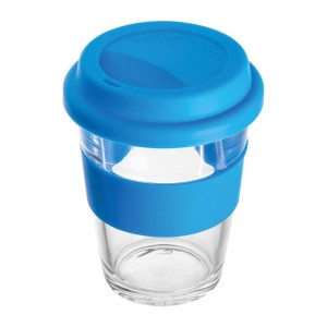 Glasbecher mit Silikonhülle und Deckel - Reklamnepredmety