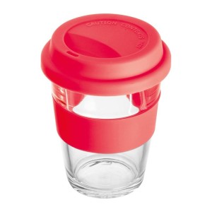 Glasbecher mit Silikonhülle und Deckel - Reklamnepredmety