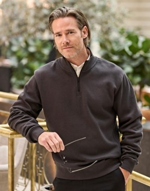Geripptes Interlock-Sweatshirt mit halbem Reißverschluss - Reklamnepredmety