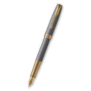 Parker Sonnet Deluxe Silver Chiselled GT Füllfederhalter, 18K Feder F - Reklamnepredmety