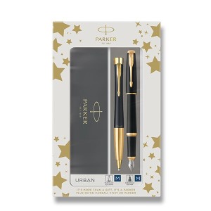 Parker Urban Matt Black GT Füllfederhalter und Kugelschreiber-Set - Reklamnepredmety