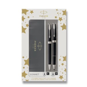 Parker Sonnet Black CT Tintenroller- und Kugelschreiber-Set - Reklamnepredmety