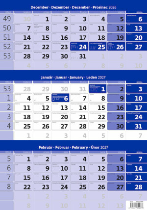 Dreimonatskalender blau