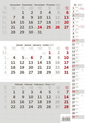 Dreimonatskalender, grau, mit Notizen - Reklamnepredmety