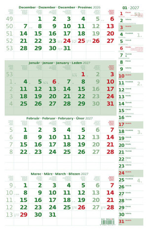 Viermonatskalender mit Notizen, grün - Reklamnepredmety