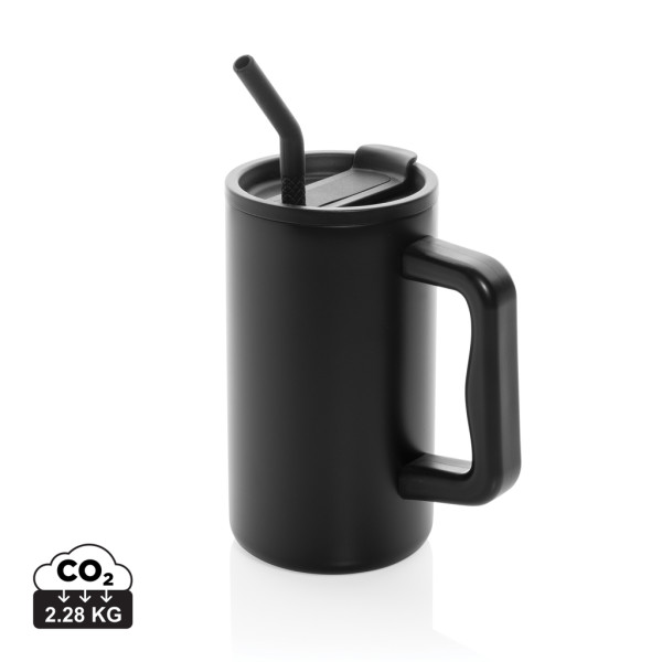Würfelförmiger 800-ml-Becher aus recyceltem Material. Stahl mit RCS-Zertifizierung