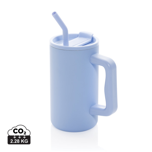 Würfelförmiger 800-ml-Becher aus recyceltem Material. Stahl mit RCS-Zertifizierung