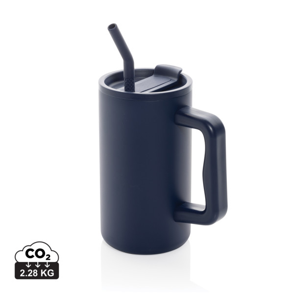 Würfelförmiger 800-ml-Becher aus recyceltem Material. Stahl mit RCS-Zertifizierung