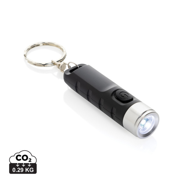Schlüsselanhänger mit wiederaufladbarer USB-Lampe Globix aus RCS-Kunststoff