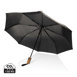 21" Automatikschirm Kaycey aus RPET AWARE und Akazienholz - Reklamnepredmety