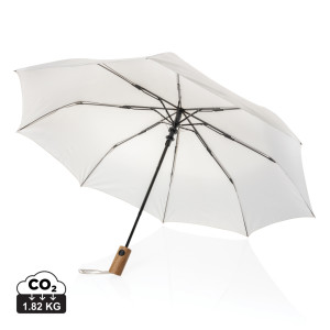 21" Automatikschirm Kaycey aus RPET AWARE und Akazienholz - Reklamnepredmety