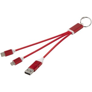 4-in-1-Ladekabel aus Metall aus recyceltem Aluminium mit Schlüsselring - Reklamnepredmety