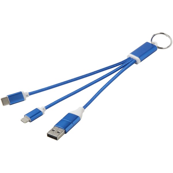 4-in-1-Ladekabel aus Metall aus recyceltem Aluminium mit Schlüsselring
