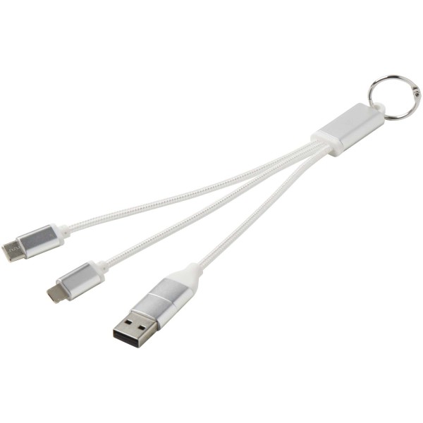 4-in-1-Ladekabel aus Metall aus recyceltem Aluminium mit Schlüsselring