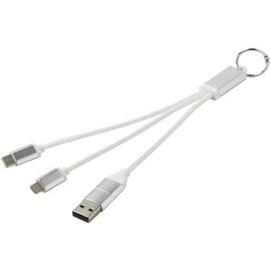 4-in-1-Ladekabel aus Metall aus recyceltem Aluminium mit Schlüsselring - Reklamnepredmety