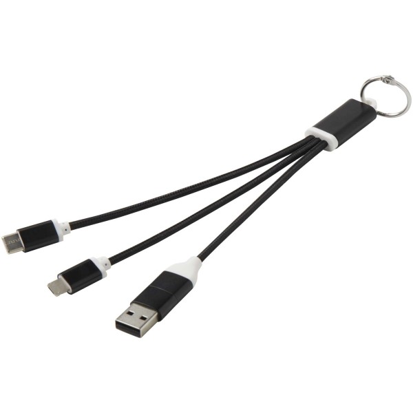 4-in-1-Ladekabel aus Metall aus recyceltem Aluminium mit Schlüsselring