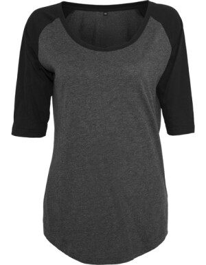 Damen 3/4 Raglan-T-Shirt mit Kontrastmuster BY022 - Reklamnepredmety